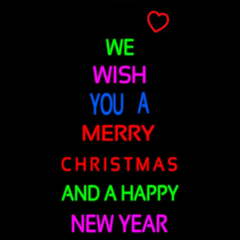 Wishing Merry Christmas Happy New Year Neon Skilt