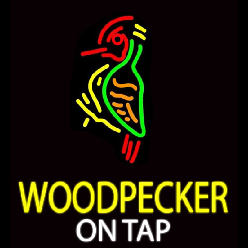 Woodpecker Hard Cider On Tap Neon Skilt