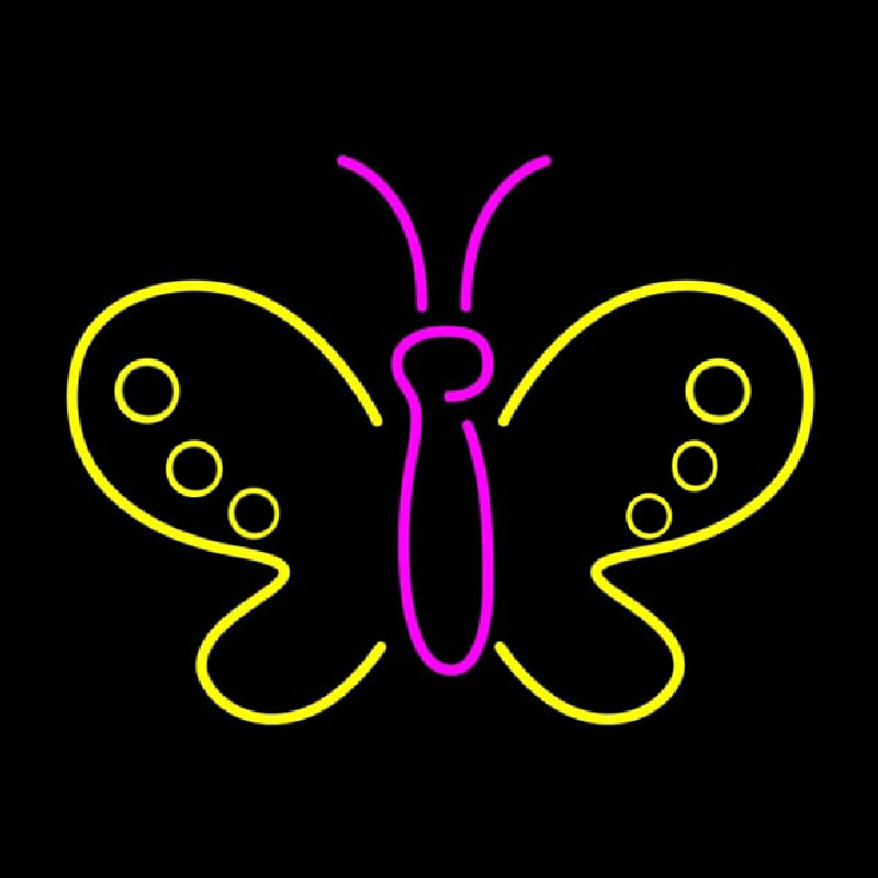 Yellow And White Butterfly Neon Skilt