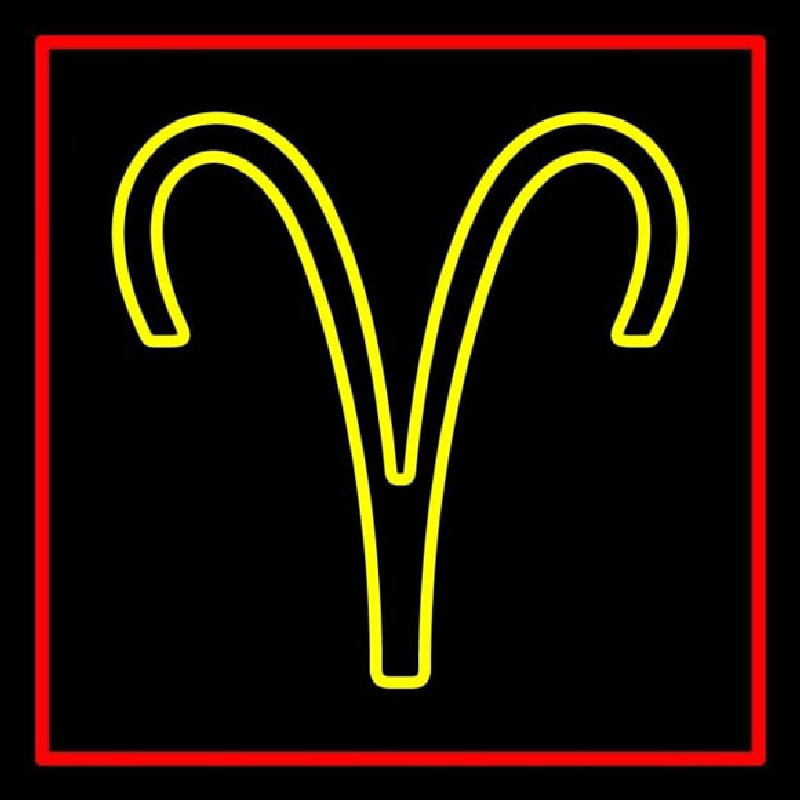 Yellow Aries Red Border Neon Skilt