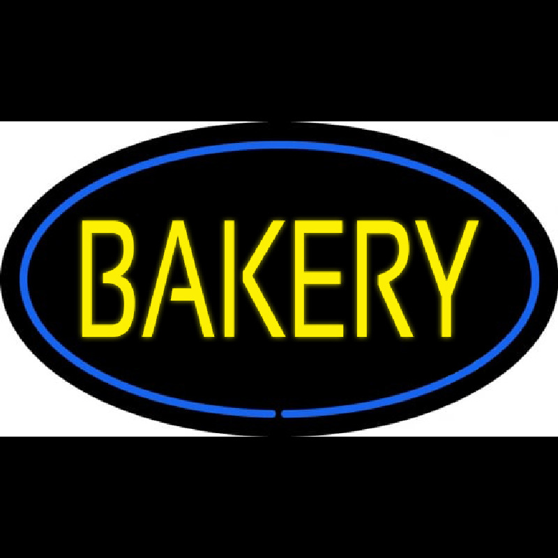 Yellow Bakery Oval Blue Neon Skilt