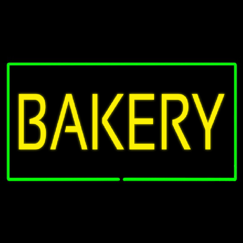 Yellow Bakery Rectangle Green Neon Skilt