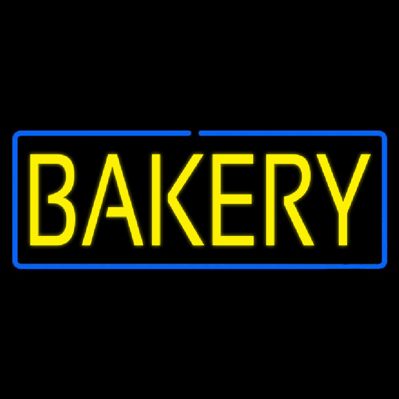 Yellow Bakery With Blue Border Neon Skilt
