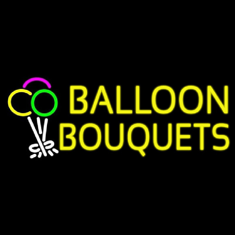 Yellow Balloon Bouquets Neon Skilt