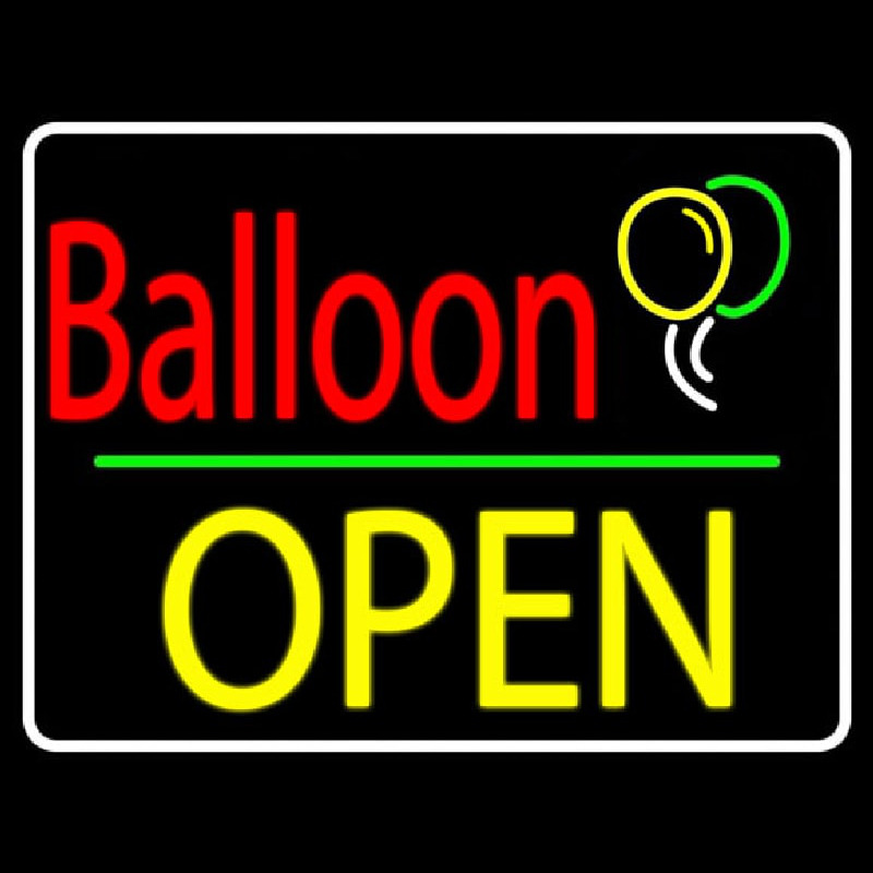 Yellow Block Open Balloon Neon Skilt