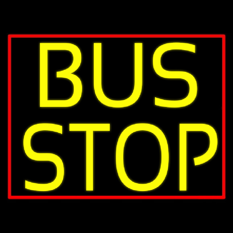 Yellow Bus Stop Neon Skilt