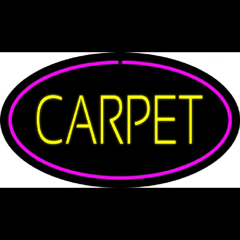 Yellow Carpet Oval Pink Border Neon Skilt