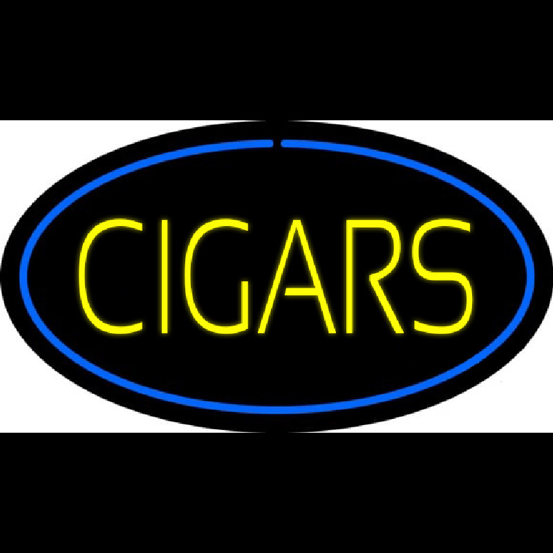 Yellow Cigars Blue Oval Neon Skilt