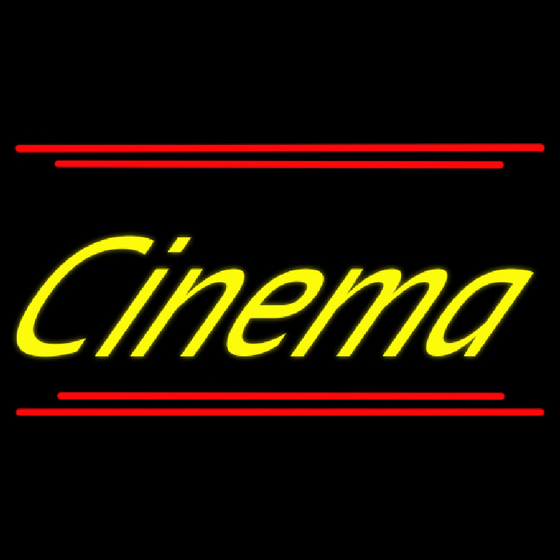 Yellow Cursive Cinema With Line Neon Skilt