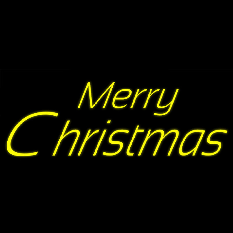Yellow Cursive Merry Christmas Neon Skilt