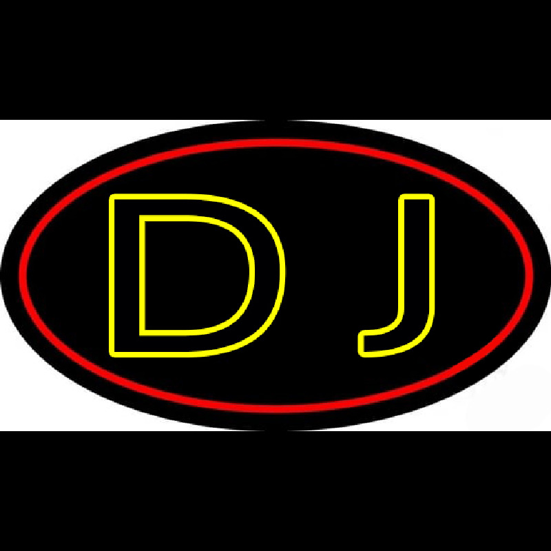 Yellow Dj Double Stroke Neon Skilt