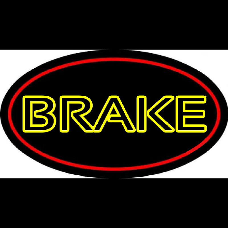 Yellow Double Stroke Brake With Border Neon Skilt