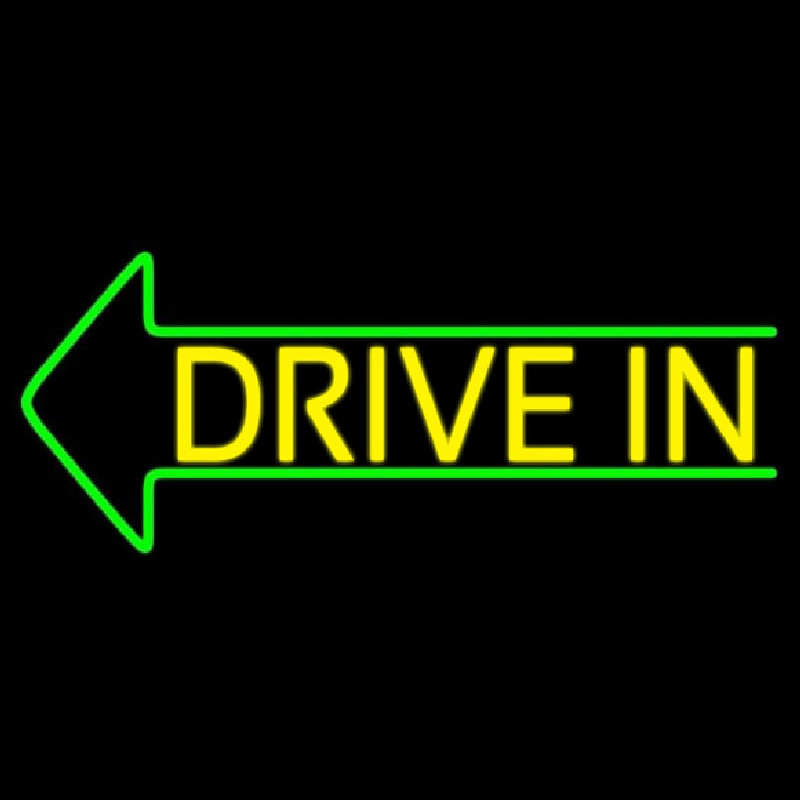 Yellow Drive In Neon Skilt