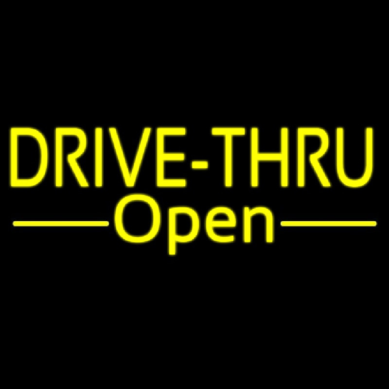 Yellow Drive Thru Open Neon Skilt