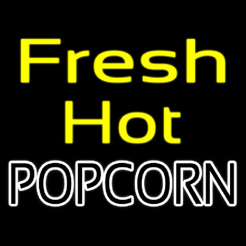 Yellow Fresh Hot White Popcorn Neon Skilt