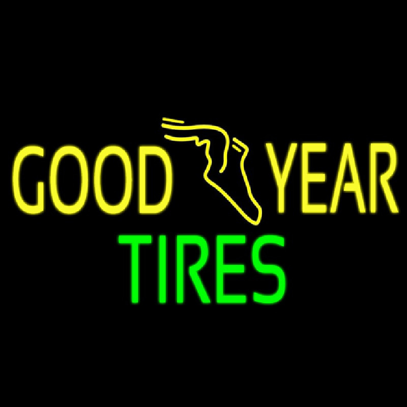 Yellow Goodyear Tires Neon Skilt