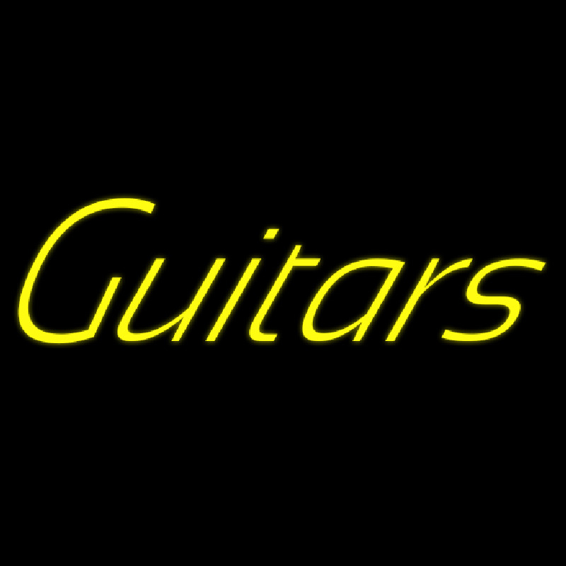 Yellow Guitars Cursive 1 Neon Skilt
