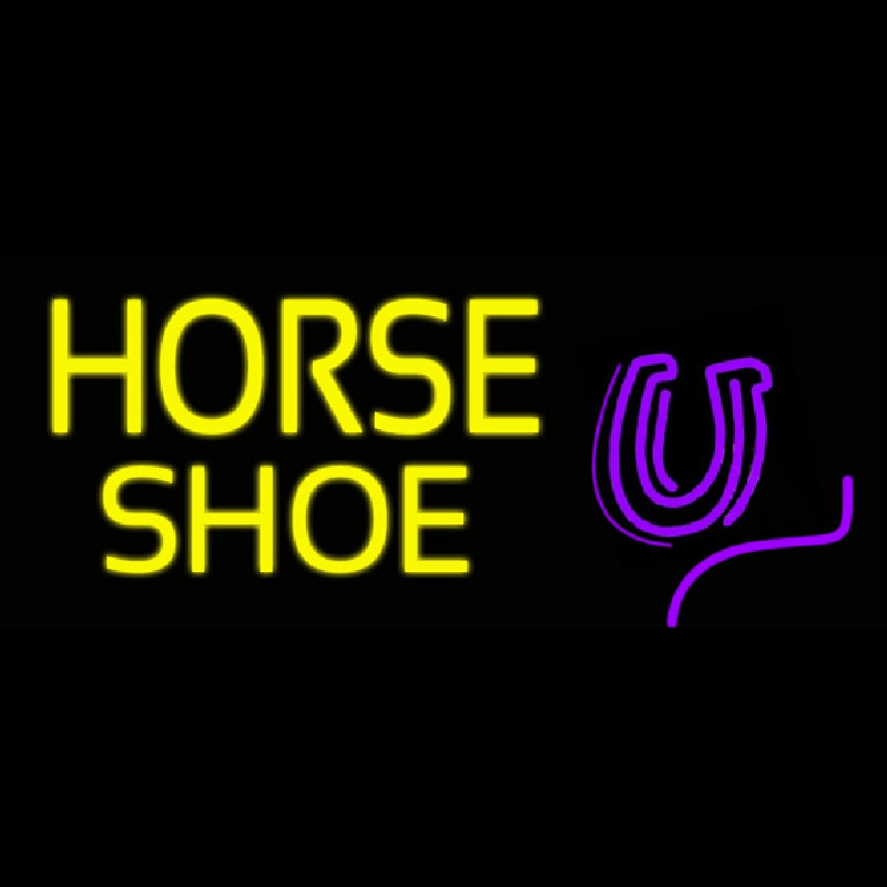 Yellow Horse Shoe Neon Skilt