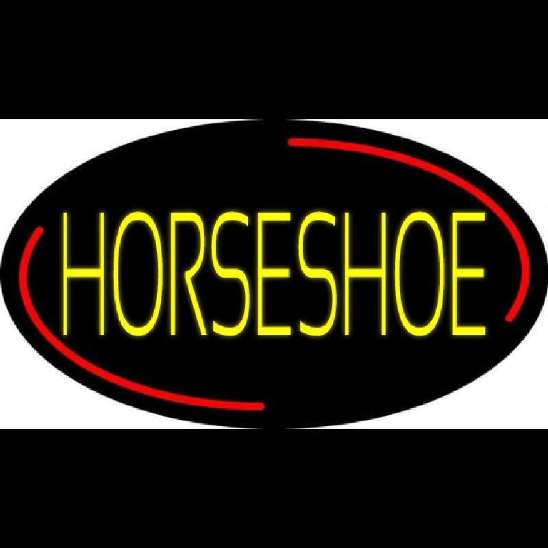 Yellow Horseshoe Block Neon Skilt