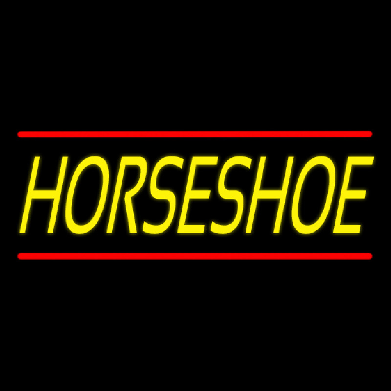 Yellow Horseshoe With Line Neon Skilt