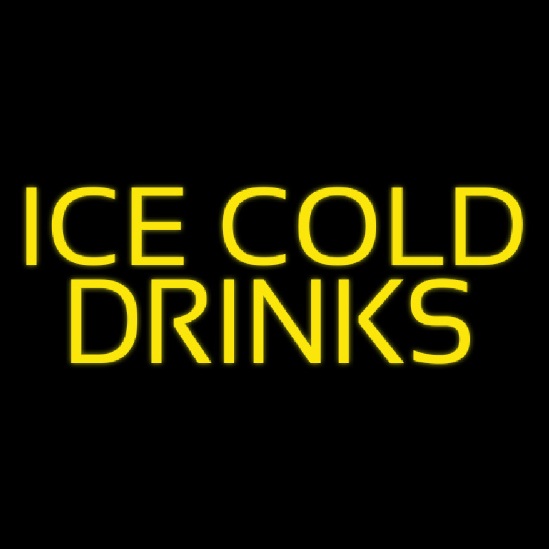 Yellow Ice Cold Drinks Neon Skilt