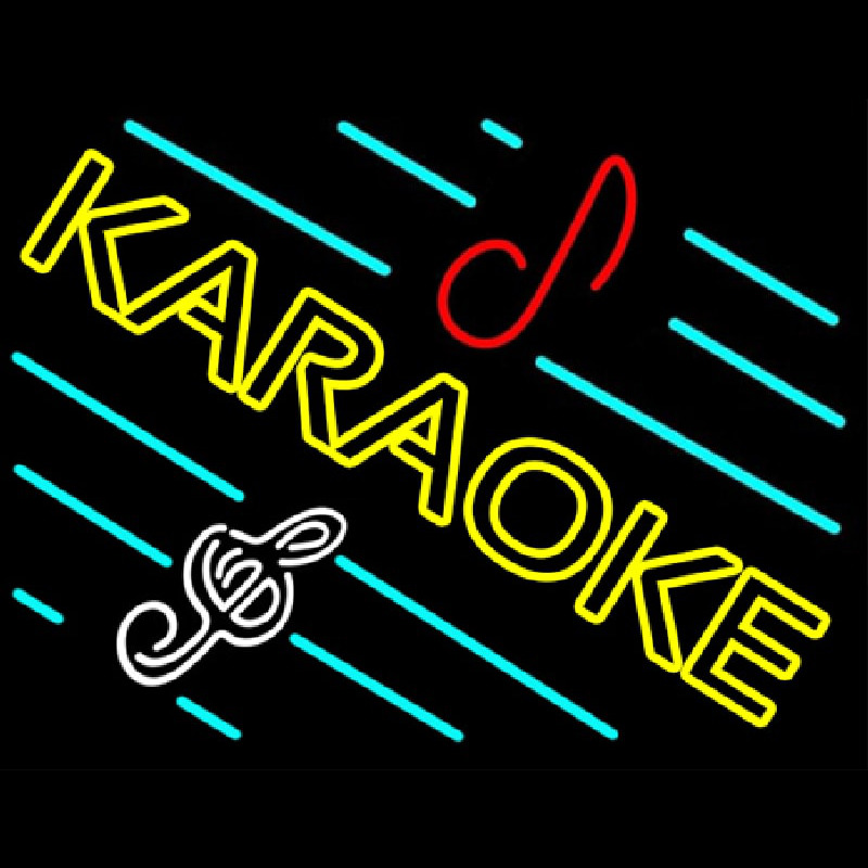 Yellow Karaoke Border Neon Skilt