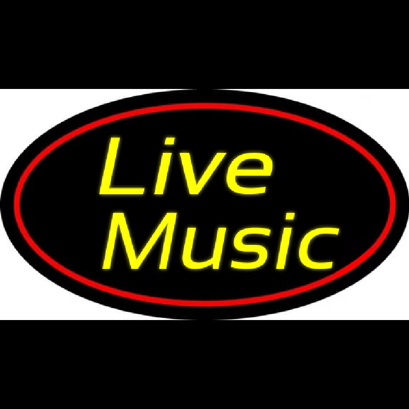 Yellow Live Music Cursive 2 Neon Skilt