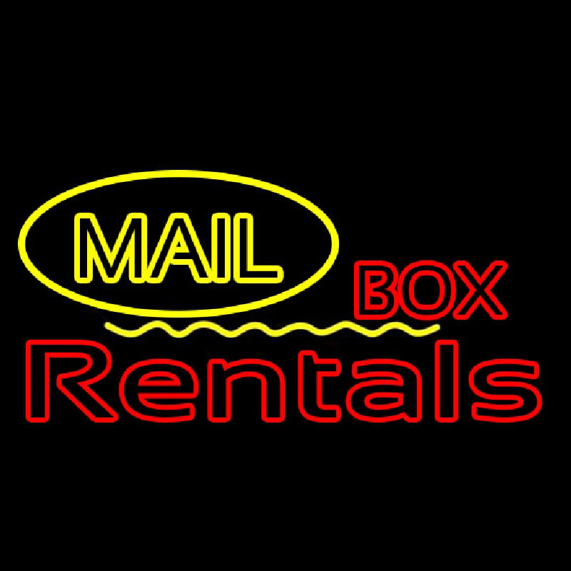 Yellow Mail Block Bo  Rentals Neon Skilt