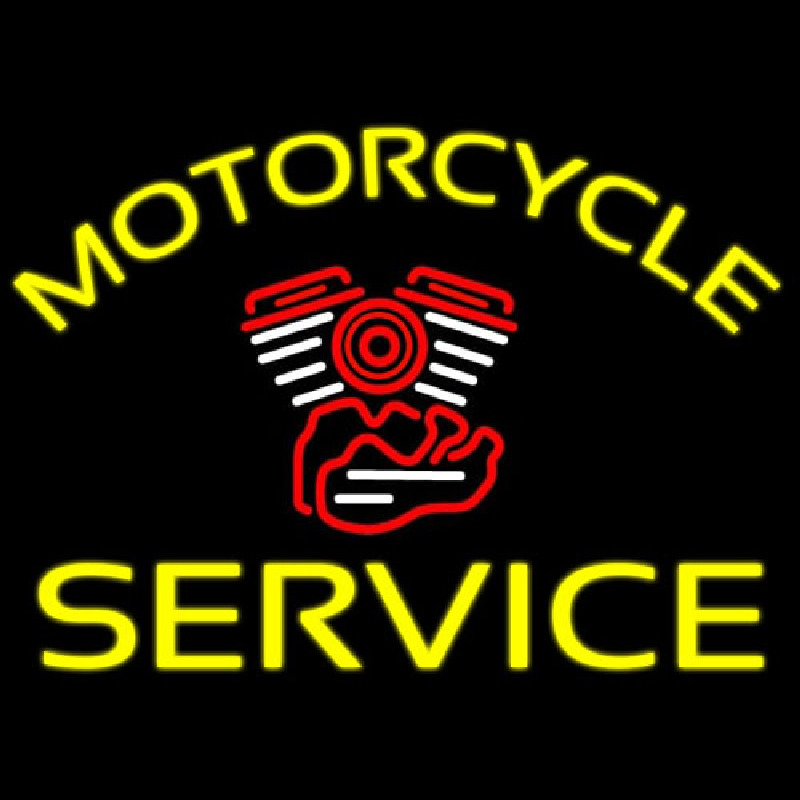 Yellow Motorcycle Service Neon Skilt
