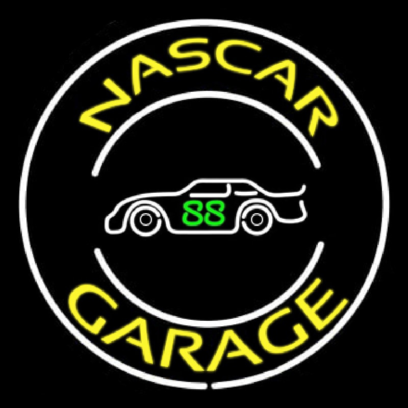 Yellow Nascar Garage Neon Skilt
