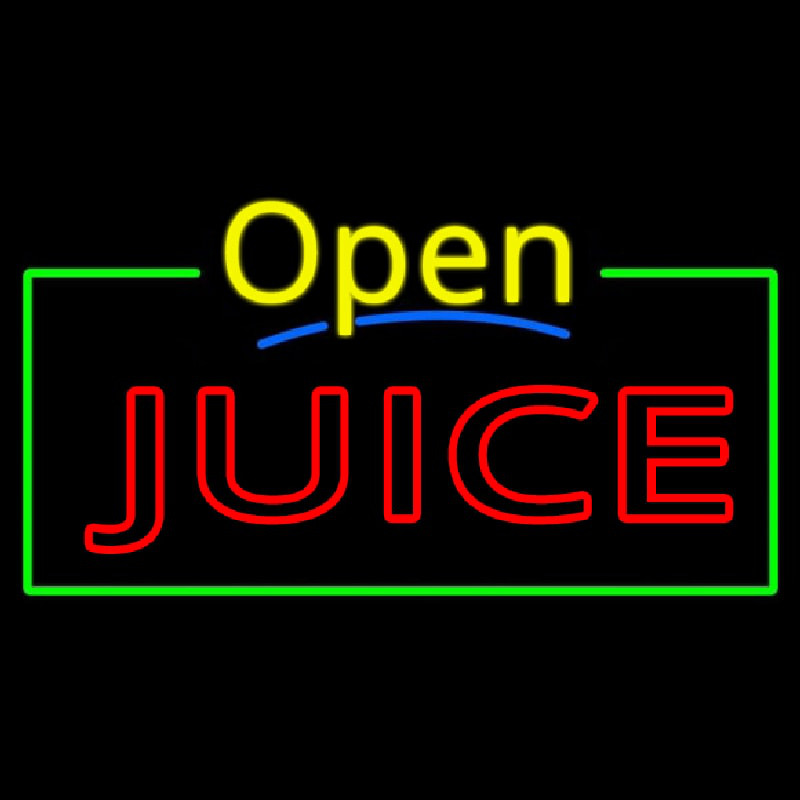 Yellow Open Double Stroke Juice Neon Skilt