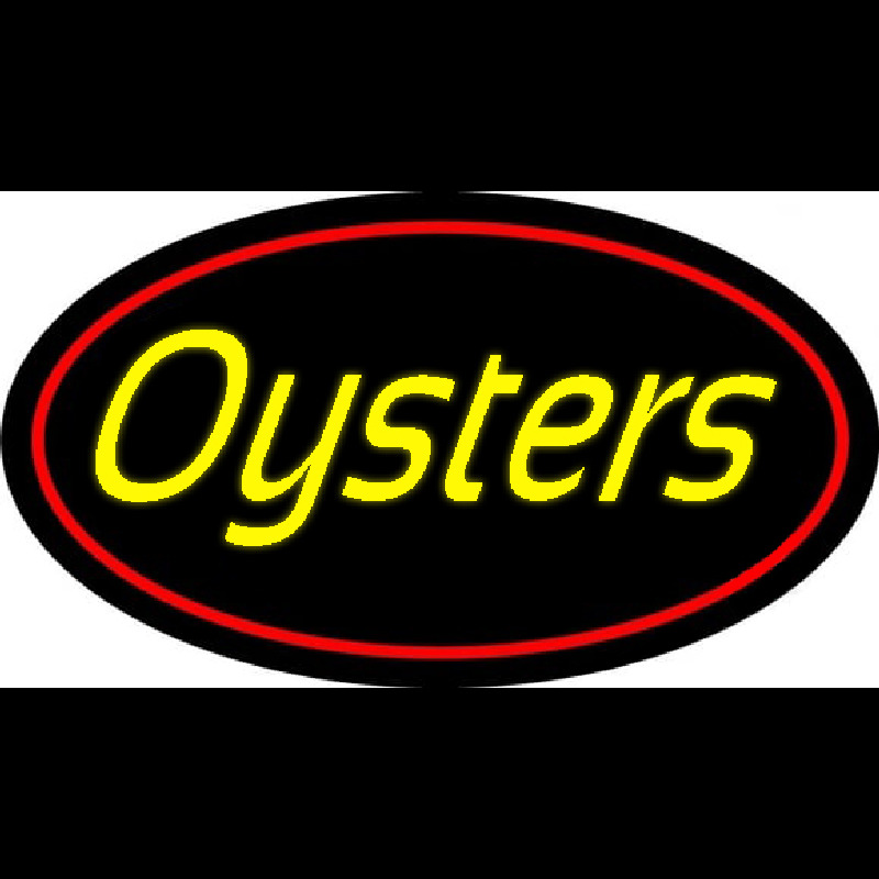 Yellow Oysters Red Oval Neon Skilt