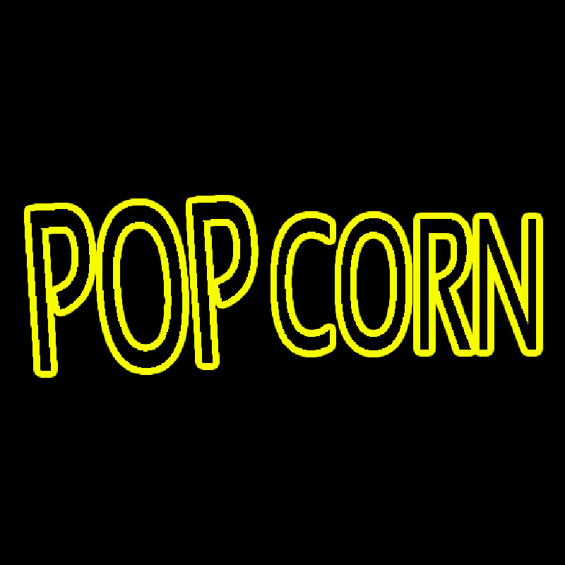 Yellow Popcorn Block Neon Skilt