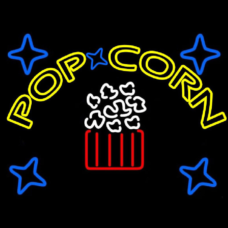 Yellow Popcorn Logo Neon Skilt