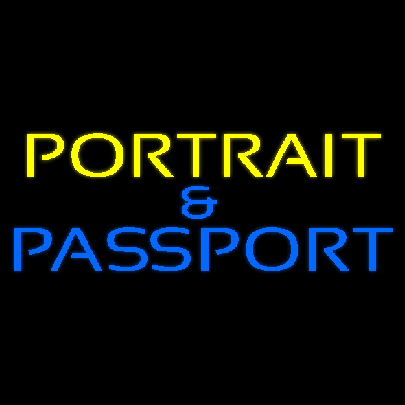 Yellow Portrait And Passport Neon Skilt