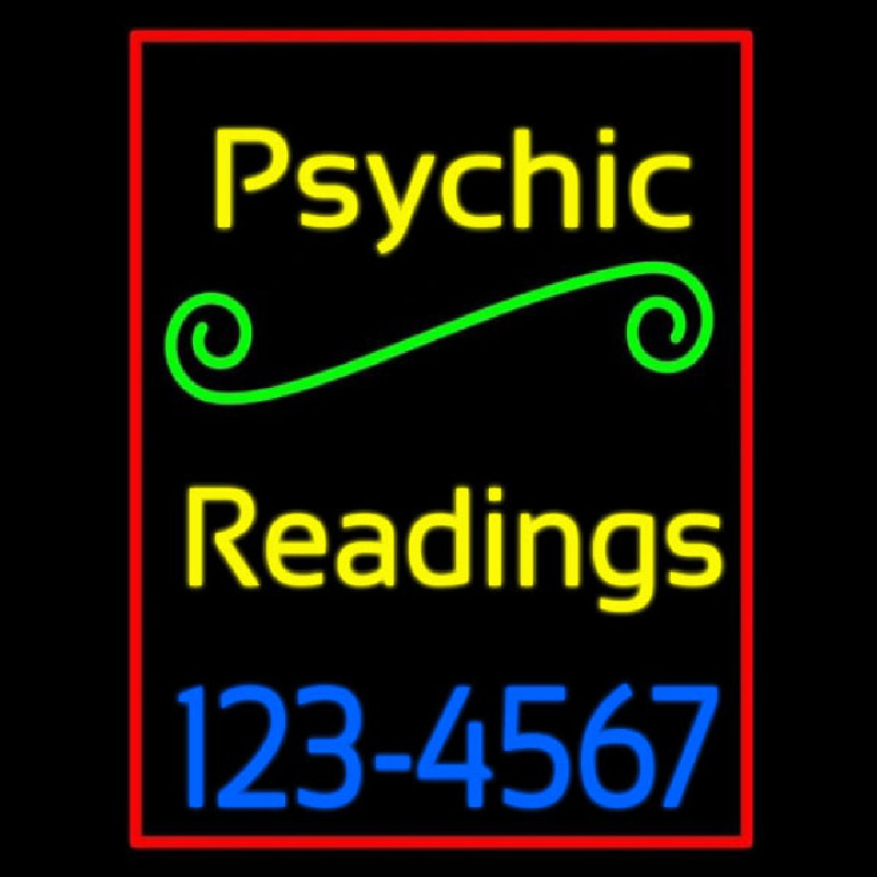 Yellow Psychic Readings With Phone Number Neon Skilt