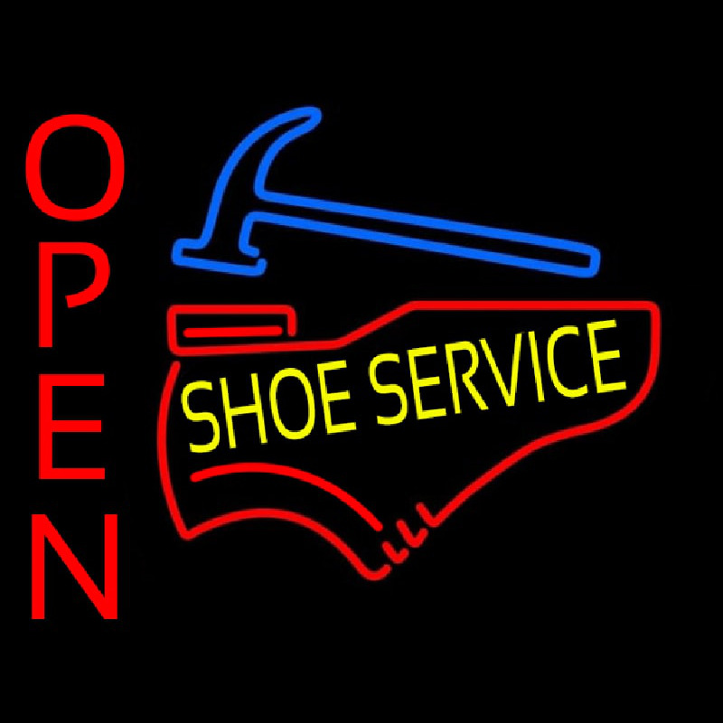 Yellow Shoe Service Open Neon Skilt