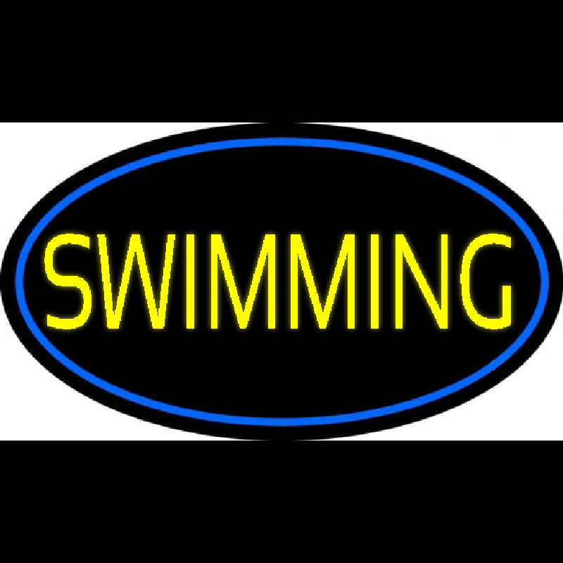 Yellow Swimming With Blue Border Neon Skilt