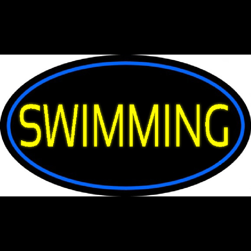 Yellow Swimming With Blue Border Neon Skilt