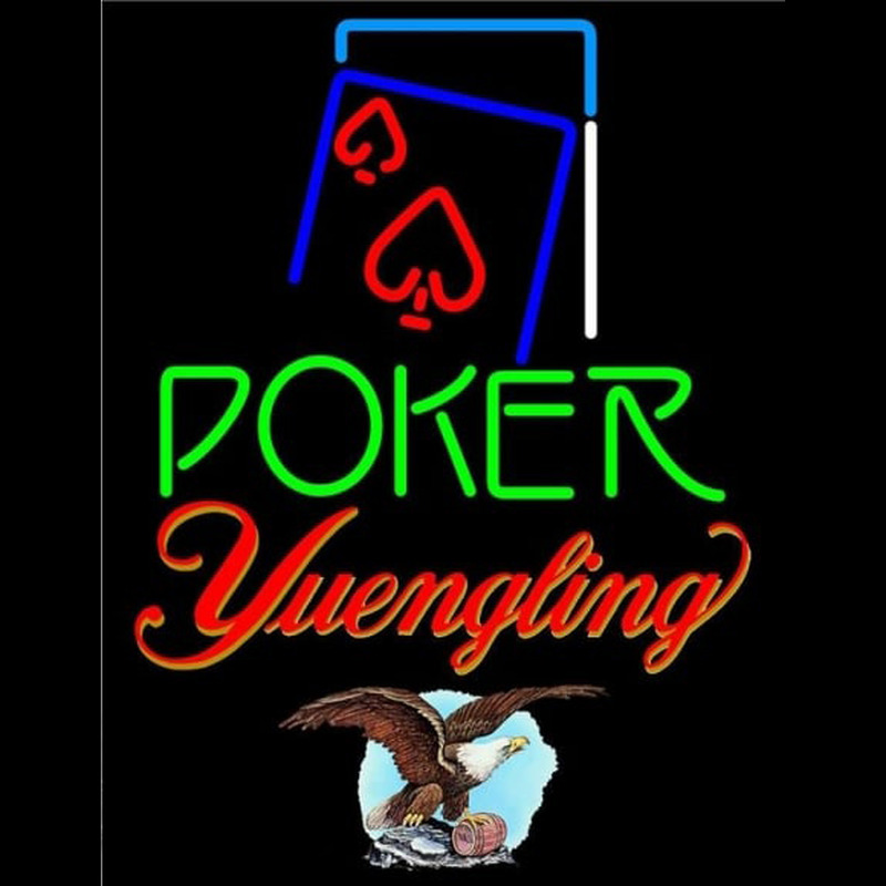 Yuengling Green Poker Red Heart Beer Sign Neon Skilt