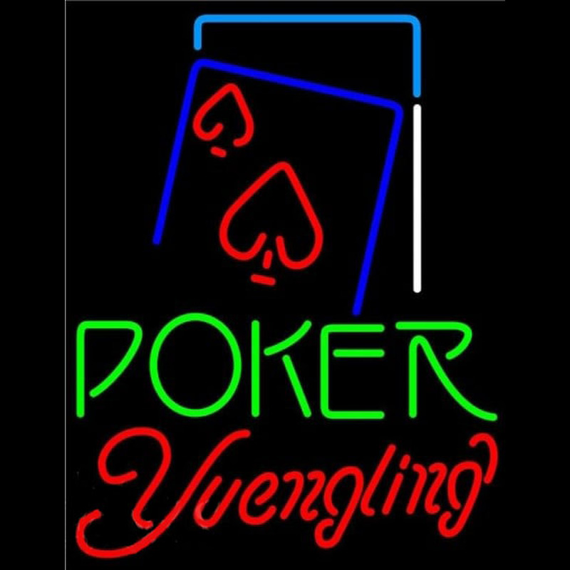 Yuengling Green Poker Red Heart Beer Sign Neon Skilt