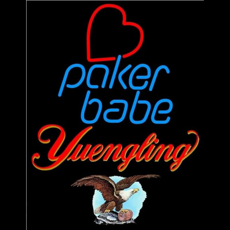 Yuengling Poker Girl Heart Babe Beer Sign Neon Skilt