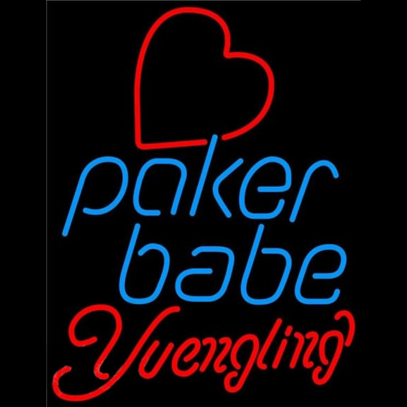 Yuengling Poker Girl Heart Babe Beer Sign Neon Skilt