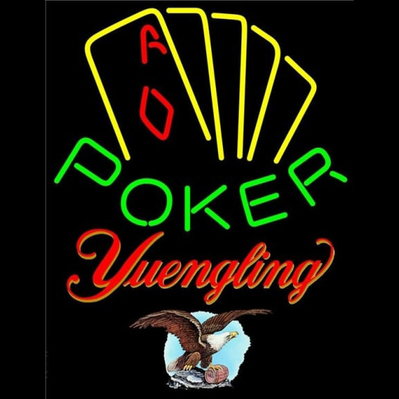 Yuengling Poker Yellow Beer Sign Neon Skilt