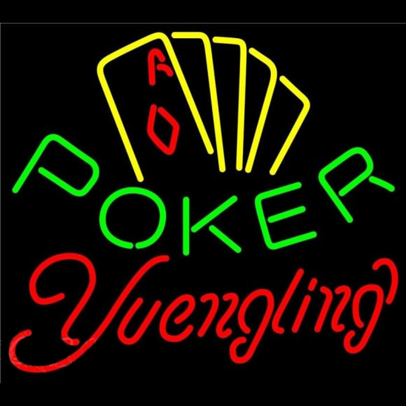 Yuengling Poker Yellow Beer Sign Neon Skilt