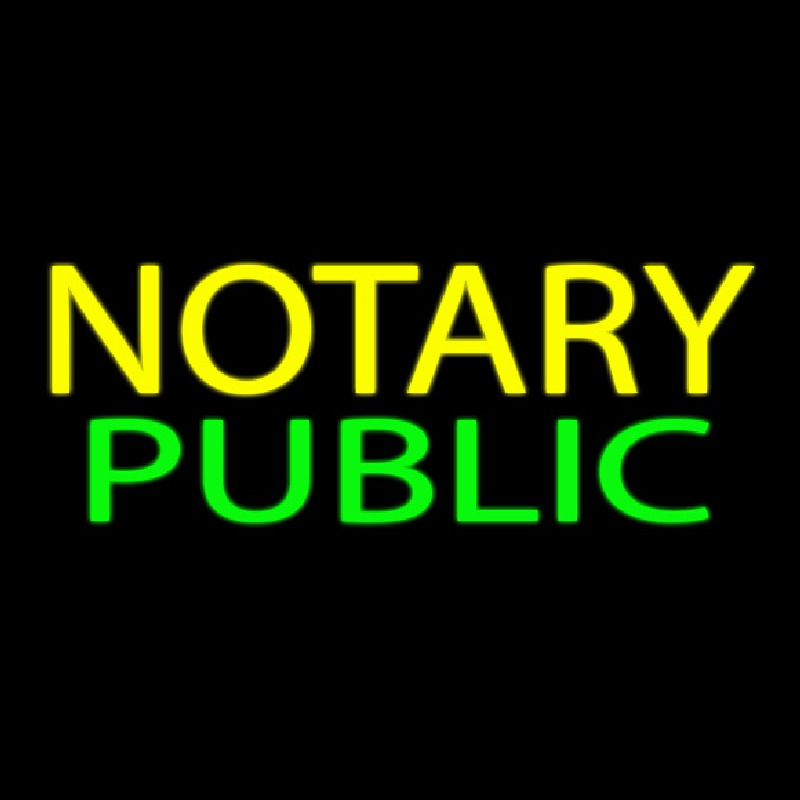 Yellow Notary Public Neon Skilt