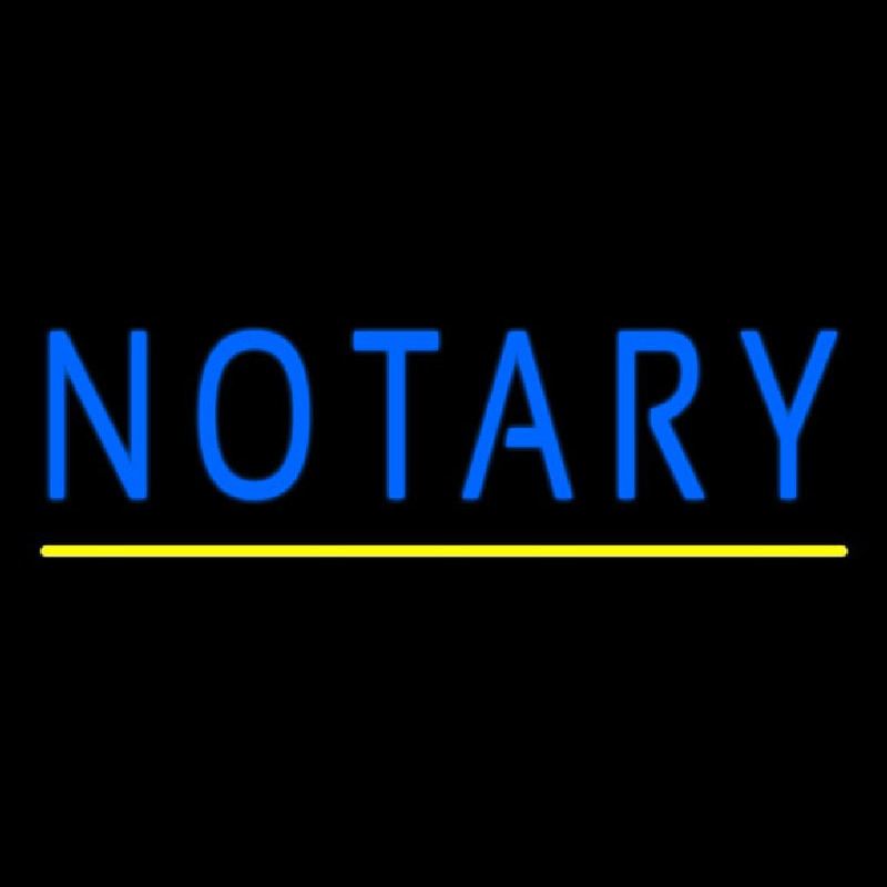 Blue Notary Yellow Line Neon Skilt