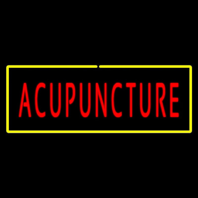 Red Acupuncture Yellow Neon Skilt