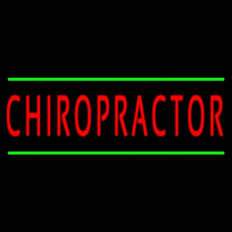 Red Chiropractor Green Lines Neon Skilt