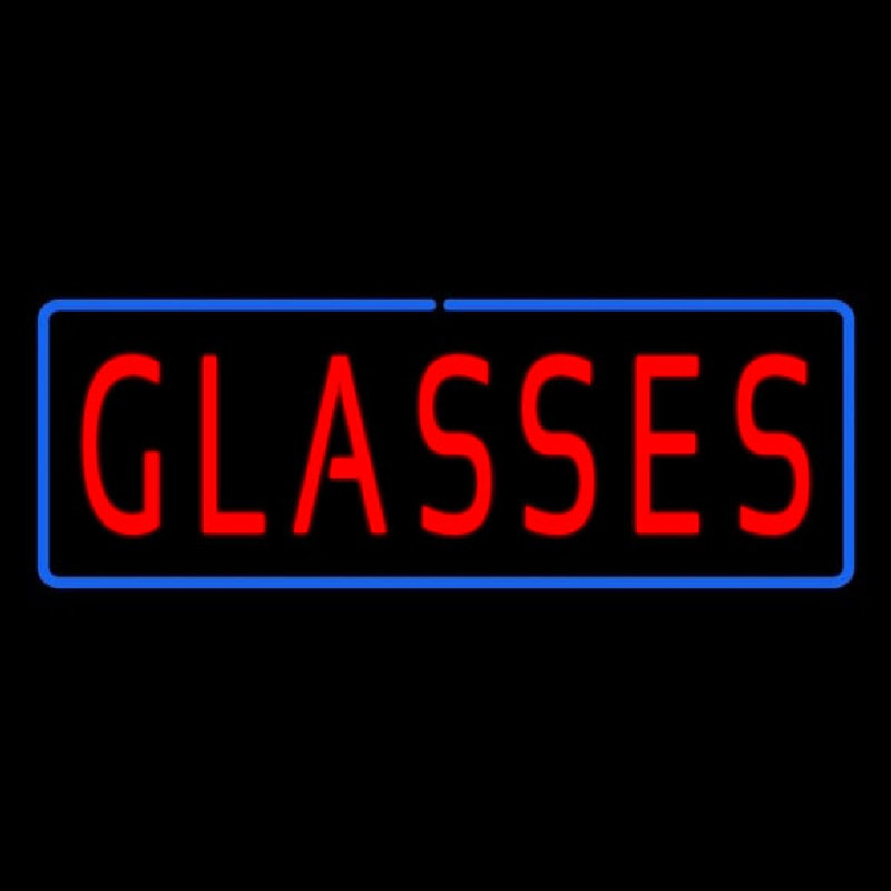 Red Glasses Blue Border Neon Skilt